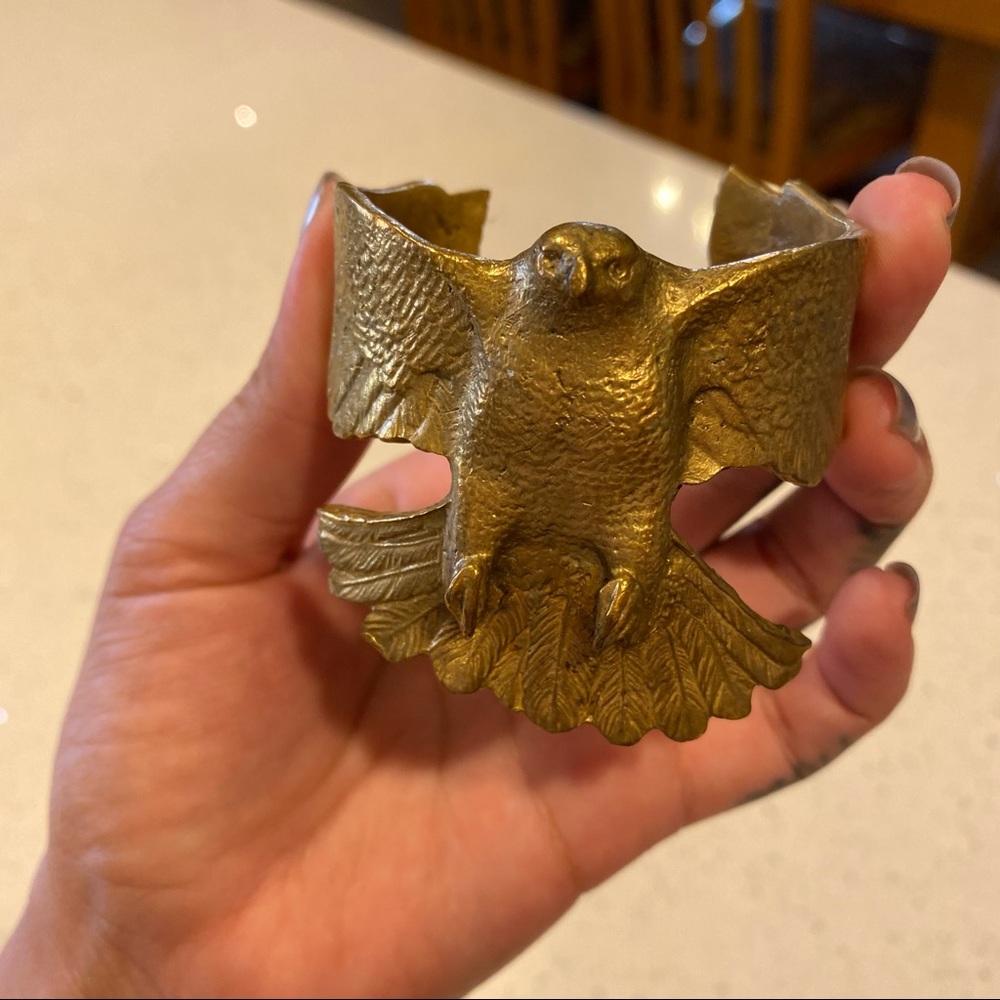 Solid brass custom made hawk cuff